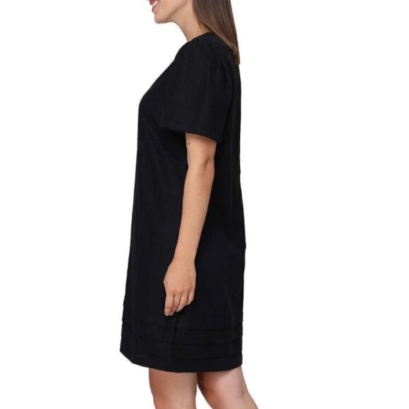 NWT NICOLE MILLER Original Black Linen Short Sleeve VNeck Dress Medium - Picture 15 of 16